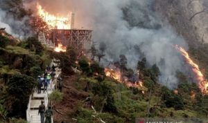 Diskar PB Bandung Minta Bantuan BNPB Padamkan Kebakaran di Kawah Putih