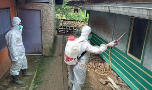 Pasca Tanggap Darurat, PMI Cianjur Kembali Semprot Disinfektan di Lokasi Bencana Longsor Cibokor Cibeber