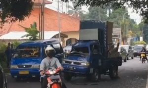 Laka di Jalan Raya Cugenang Cianjur, Mobil Pick Up Rusak, Sopir Luka Ringan