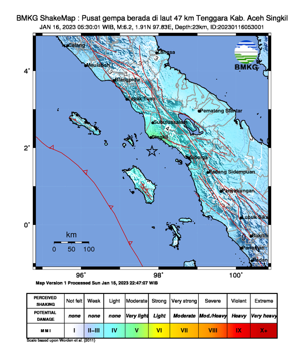 Gempa Magnitudo 6,2 Guncang Aceh Singkil. (net)