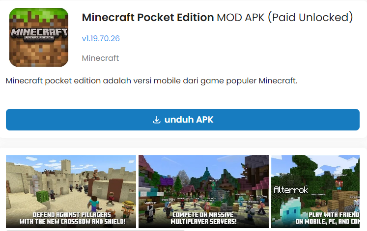 Link Download Apk Game Minecraft Pocket Edition, Gratis!