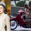 Heboh! Aksi Miss Grand Thailand Kendarai Motor Pakai Mahkota dan Heels