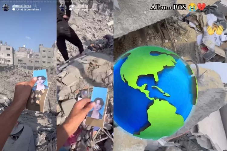 Penemuan Foto dan Album BTS Dibalik Reruntuhan Bangunan Akibat Perang Gaza