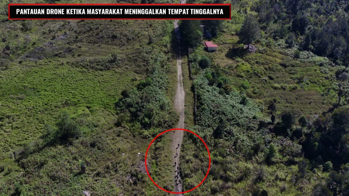 Terekam Drone Apkam TNI/Polri, Masyarakat Distrik Omukia Papua Berbondong-bondong Tinggalkan Distriknya